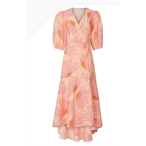 Kate Spade Pink Floral Grand Daisy Wrap Dress Size 6 - Picture 8 of 8
